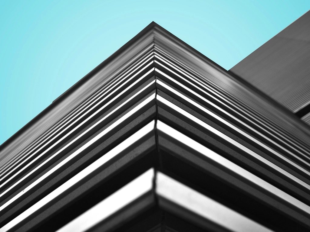 Facade corner of horizontal bands