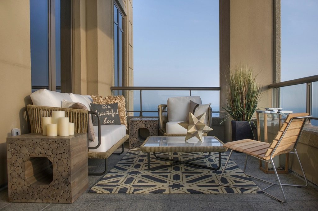 Loggia furnished for the evening